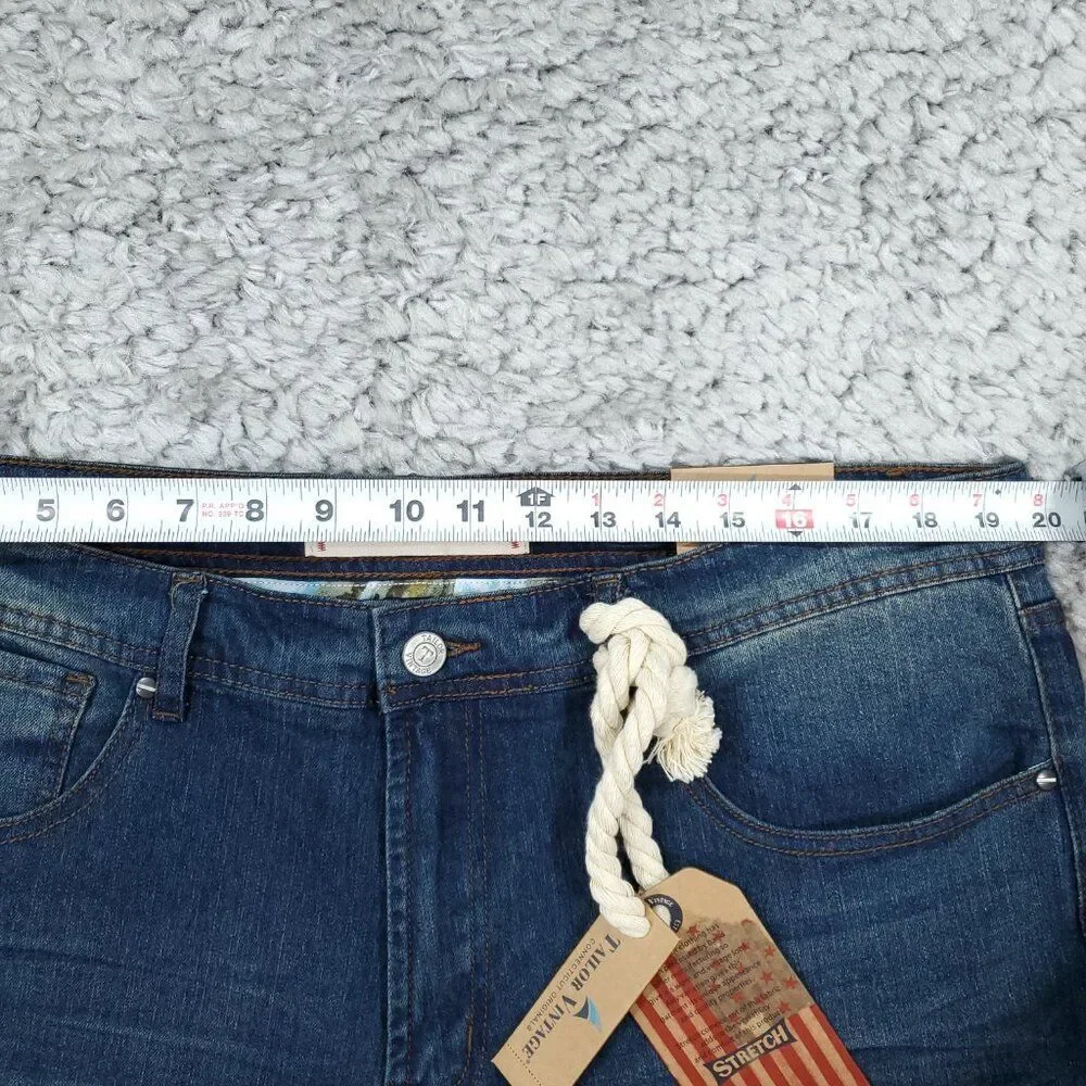 Tailor Vintage Canaan Slim Fit Stretch Jeans Men's Size 38 x 30 Dark Wash Blue